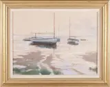 Georgia Dearborn, Catboats Low Tide, Acrylic on Canvas
