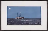 John Austin, Nantucket Lightship At Anchor Under Moonlit Skies, Tempera on Artist Board