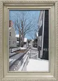 Harriet Mottes, Vestal Street, Nantucket After a Snow, Acrylic on Canvas