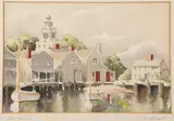Doris Beer, Boat Houses, Watercolor On Paper