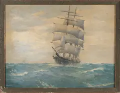 Charles Rosner, The American Bark Minnie Allen of Boston, Oil on Artist Board