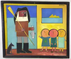 Andrzej Kuhn, The Day’s Catch, Oil on Masonite Painting