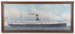 Portrait of the Steam-Sail Ship Monroe by Antonio Jacobsen, Oil on Canvas Wrapped on Board, offered Dec 2023