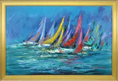 Kerry Hallam, Sailing Regatta, Acrylic on canvas