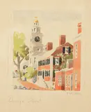 Orange Street Nantucket by Doris and Richard Beer, Watercolor on Paper, offered Apr 2023