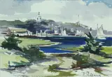 David Lazarus, View of Nantucket Town from the Creeks, Watercolor on Paper