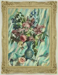 Floral Still Life by Andrew Shunney, Oil on Canvas, offered Apr 2023