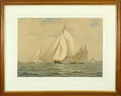 Frederick S. Cozzens, Four Vessels in Full Sail, Lithograph