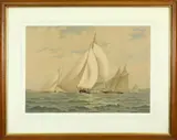 Frederick S. Cozzens, Four Vessels in Full Sail, Lithograph