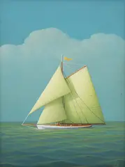 Albert Nemethy, Cutter Under Full Sail, Acrylic on Artist Board