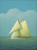Albert Nemethy, Cutter Under Full Sail, Acrylic on Artist Board