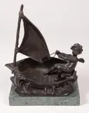 Cupid in a Sailboat by Louis Auguste Moreau, Bronze, offered Aug 2023