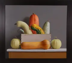 Janet Rickus, Still Life with Vegetables, Oil on Board