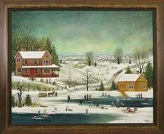 Janet Munro, Gathering at the Lake, circa 2003, Mixed Media on Masonite