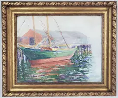 Henrietta Dunn Mears, Marina Dock, Oil on Artist’s Board