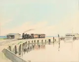 The Dummy Line – Nantucket by Doris and Richard Beer, Watercolor on Paper, offered Aug 2023