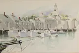 Old North Wharf, Nantucket by Doris and Richard Beer, Watercolor on Paper, offered Aug 2023