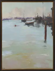 Working Waterfront by David Lazarus, Oil on Canvas, offered Aug 2023