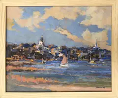 Nantucket Town by David Lazarus, Acrylic on Board, offered Aug 2023