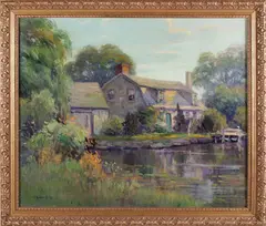 Charles Gordon Harris, New England Waterside Homestead, Oil on Canvas