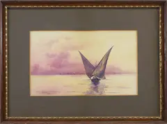 Anne Ramsdell Congdon, Sailing Vessel on Calm Waters, circa 1897, Watercolor on Paper