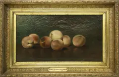 Lemuel Wilmarth, Tabletop Peaches, Oil on Canvas Still Life