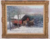 John Charles Terelak, Winter Chores, circa 1986, Oil on Canvas