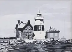 Execution Rock by John Austin, Tempera on Artist Board, offered Aug 2023