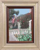 Harriet Mottes, Nantucket Rose Covered Cottages, Acrylic on Canvas