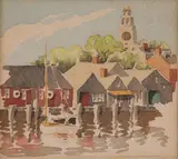 North Wharf by Doris and Richard Beer, Watercolor on Paper, offered Aug 2023