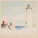 Great Point Light by Doris and Richard Beer, Watercolor on Paper, offered Aug 2023
