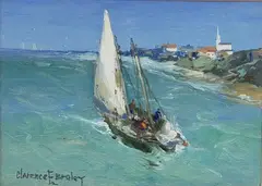Clarence E Braley, Sailing the Coast, Oil on Canvas Board