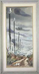 C. Robert Perrin, Seagulls and Queen Anne’s Lace, Watercolor on Paper