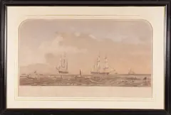 Sperm Whaling with Its Varieties by Benjamin Russell, circa 1870, Engraving, offered Aug 2023