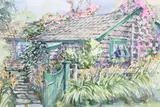 William Welch, Rose Covered Siasconset Cottage, Watercolor on Paper