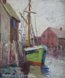 Minna G. Webb, At the Wharf, Nantucket, Oil on Board