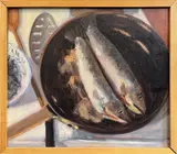 Joan Griswold, Frying Fish, Oil on Linen