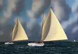 Jerome Howes, Two Catboats off Brant Point Nantucket