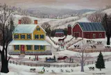 Jan Munro, Winter at the Farm, Oil on Board
