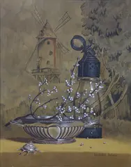Irmgard Arvin, Bayberry and Silver, Oil on Board