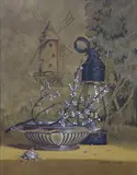 Irmgard Arvin, Bayberry and Silver, Oil on Board