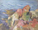 On the Maine Coast by Edward Reynolds Kingsbury, Oil on Board Seascape, offered Jul 2022