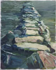 Jetties Nantucket by David Lazarus, Oil on Canvas, offered Jul 2022