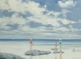 Andre Gisson, Figures on the Beach, Oil on Canvas