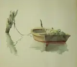 Doris and Richard Beer, Lone Dory Tied to Piling