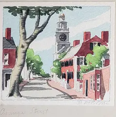 Orange Street by Doris and Richard Beer, Watercolor on Paper, offered Dec 2022