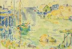 Harbor Scene by Aiken Watercolor and, Pencil, offered Dec 2022