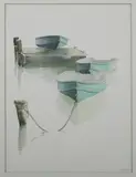 Three Dinghies by Doris and Richard Beer, Watercolor on Paper, offered Apr 2022