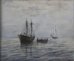 Crew Boarding a Lightship by Edward R. Sisson, Watercolor on Paper, offered Apr 2022