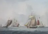 William Anderson, Shipping off the Dutch Coast, Watercolor and Ink on Paper